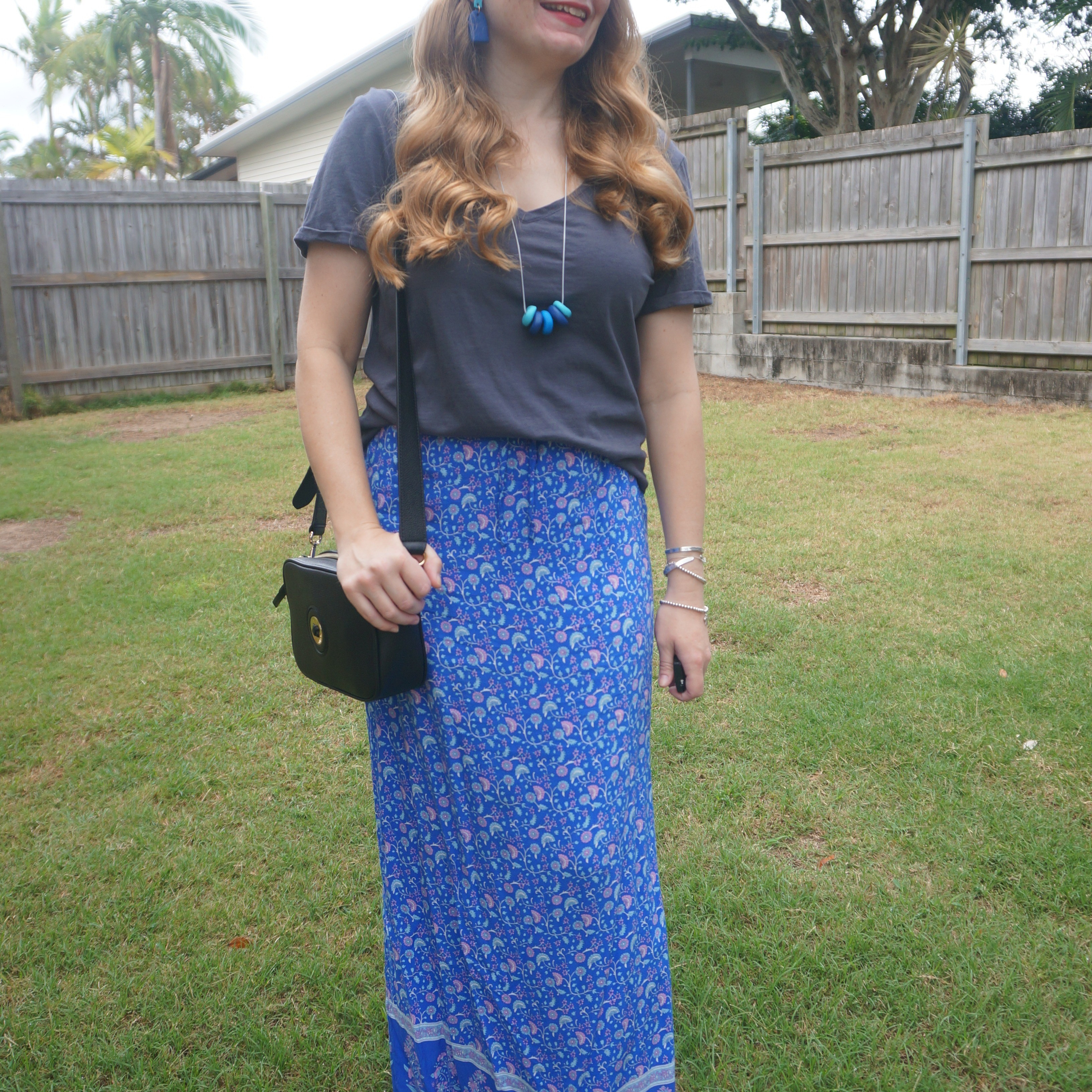 Grey tee with blue floral maxi skirt and Mimco Mim-mazing crossbody bag 💙

#LTKbag #LTKspring #LTKaustralia