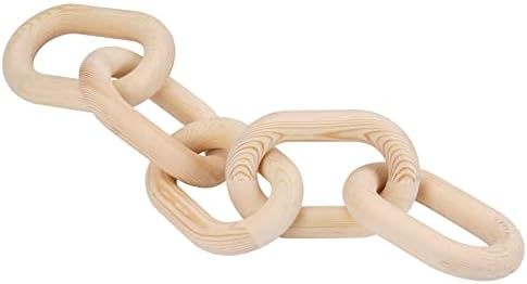 QUEENSDOWN Decorative Wood Chain Link Modern Boho Home Farmhouse Decor, 5 Link Chain Decor Hand-Carv | Amazon (US)