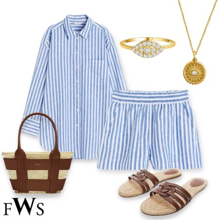 Styling a striped linen co rd 
Spring outfit, summer outfit, vacation outfit , holiday outfit, summer sandals, summer shoes, basket bag, airport outfit 

#LTKtravel #LTKunder100 #LTKSeasonal