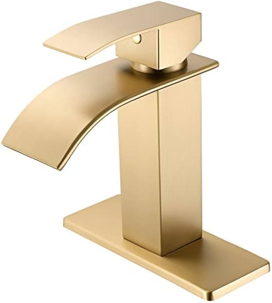 Bathroom Faucet Brushed Gold Modern Waterfall Bathroom Sink Faucet with Single Handle Suitable fo... | Amazon (US)