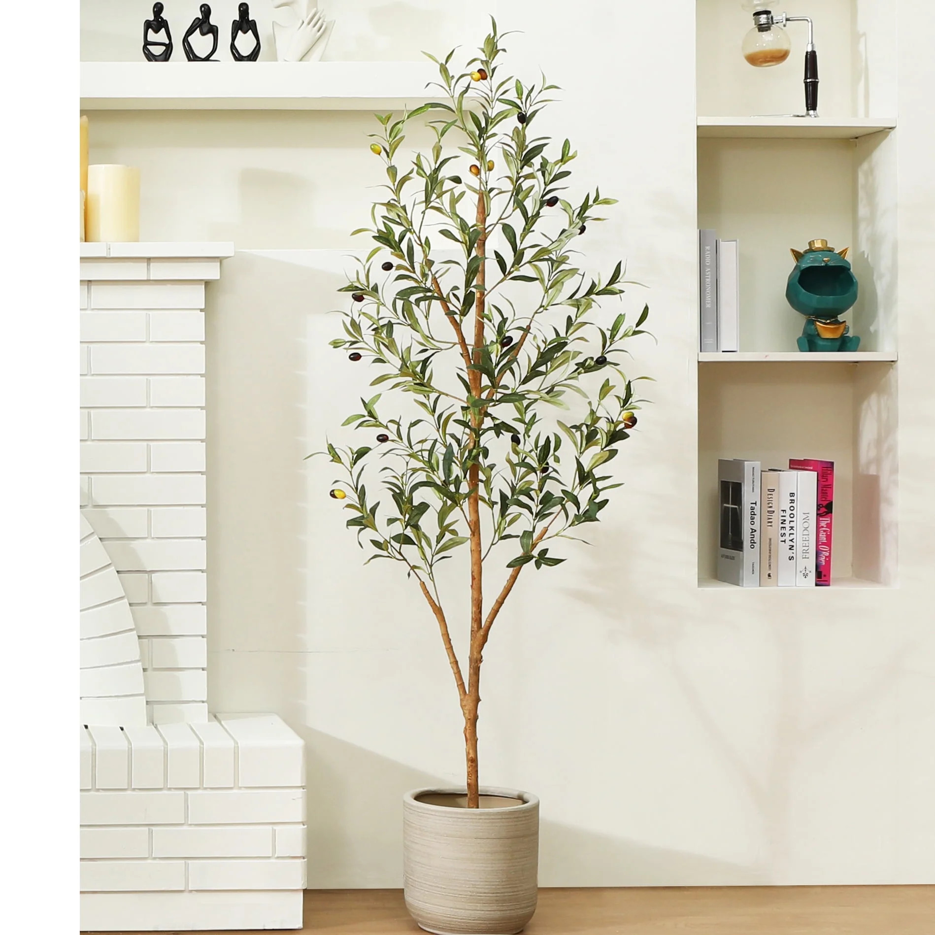 5 ft Artificial Olive Plants with Realistic Leaves and Natural Trunk, Silk Fake Olive Tree in Bla... | Walmart (US)