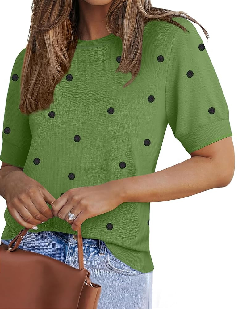Zeagoo Women Short Sleeve Sweater Summer Crew Neck Dressy Casual Soft Knit Pullover Tops Trendy | Amazon (US)
