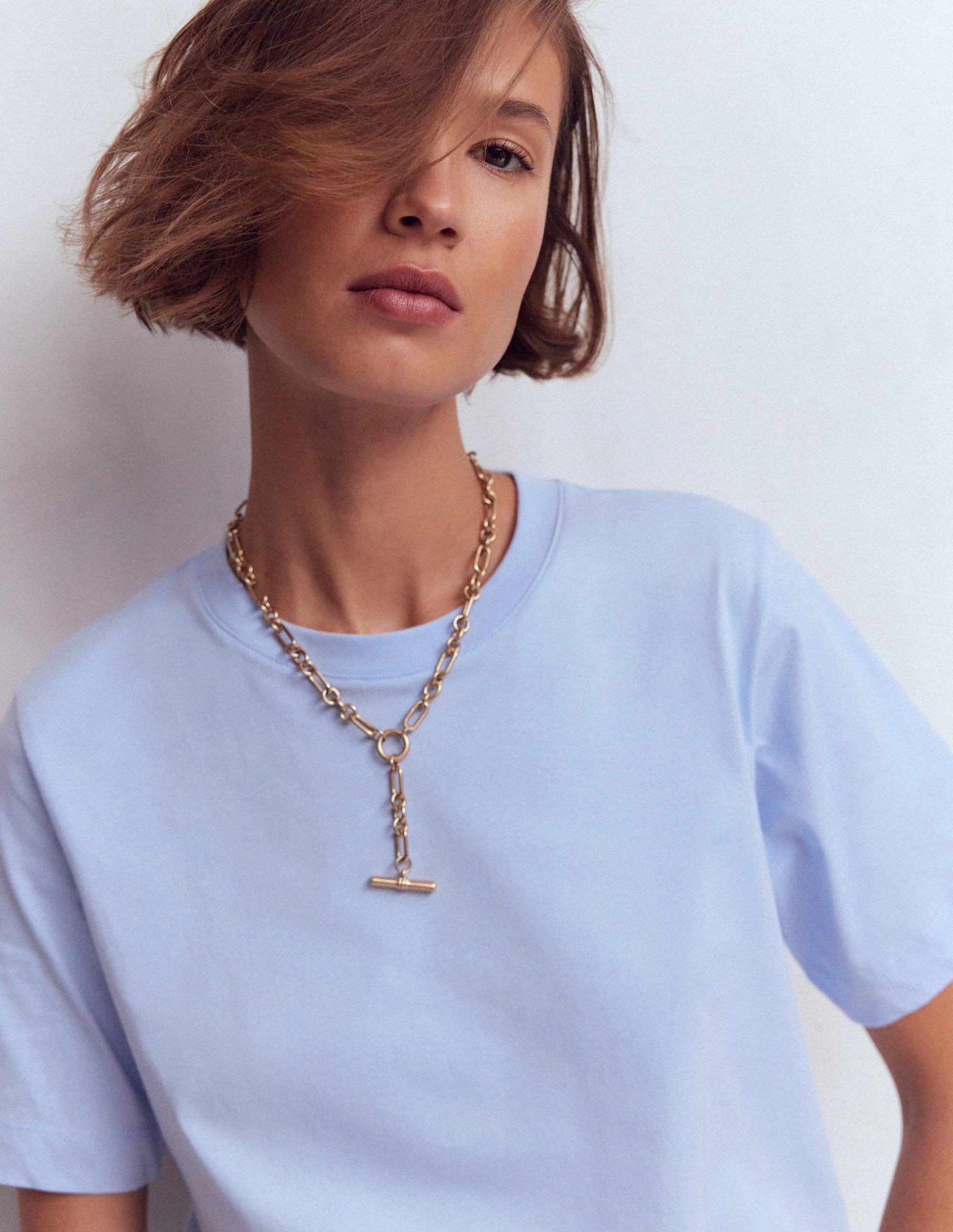 Ren Relaxed Cotton T-shirt-Brunnera Blue | Boden UK
