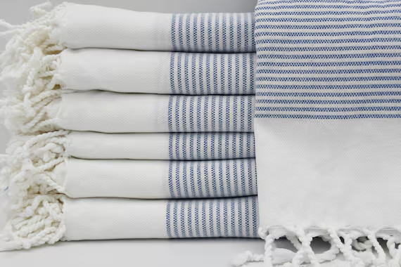 Blue Striped Hand Towel,Turkish Hand Towel,Hand Towel 18"x40",Head Towel,Kitchen Towel,Turkish Fa... | Etsy (US)