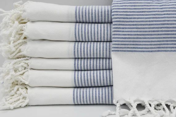 Blue Striped Hand Towel,Turkish Hand Towel,Hand Towel 18"x40",Head Towel,Kitchen Towel,Turkish Fa... | Etsy (US)