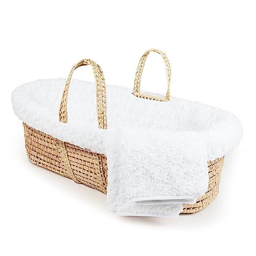 Tadpoles Twisted Fur Moses Basket and Bedding Set, White | Amazon (US)