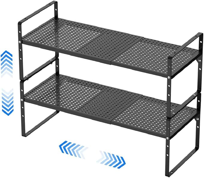 Expandable Kitchen Cabinet Shelf Organizers, Stackable Metal Pantry Storage Shelves Rack, Adjusta... | Amazon (US)