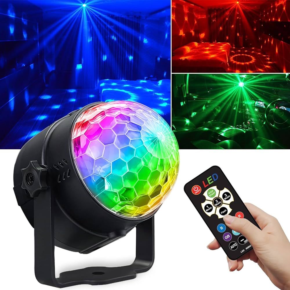 Disco Ball Light,Halloween Party Decorations Lights, USB LED Mini Sound Activated DJ Dance Stage ... | Amazon (US)