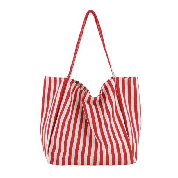 Yipa Large Casual Bag Striped Bag Big Canvas Tote Bag for Women Summer Beach Classical Fabric Sof... | Walmart (US)