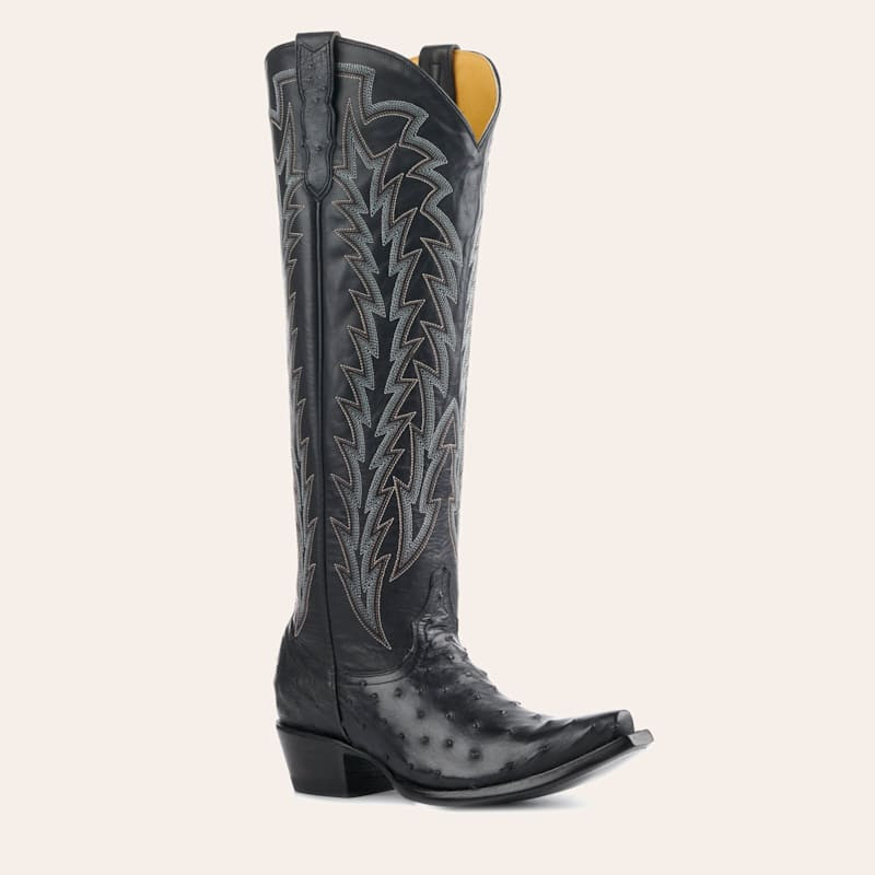 JRC & Sons Women’s Jacqueline Black Full Quill Ostrich Snip Toe Tall Cowboy Boots | Cavender's