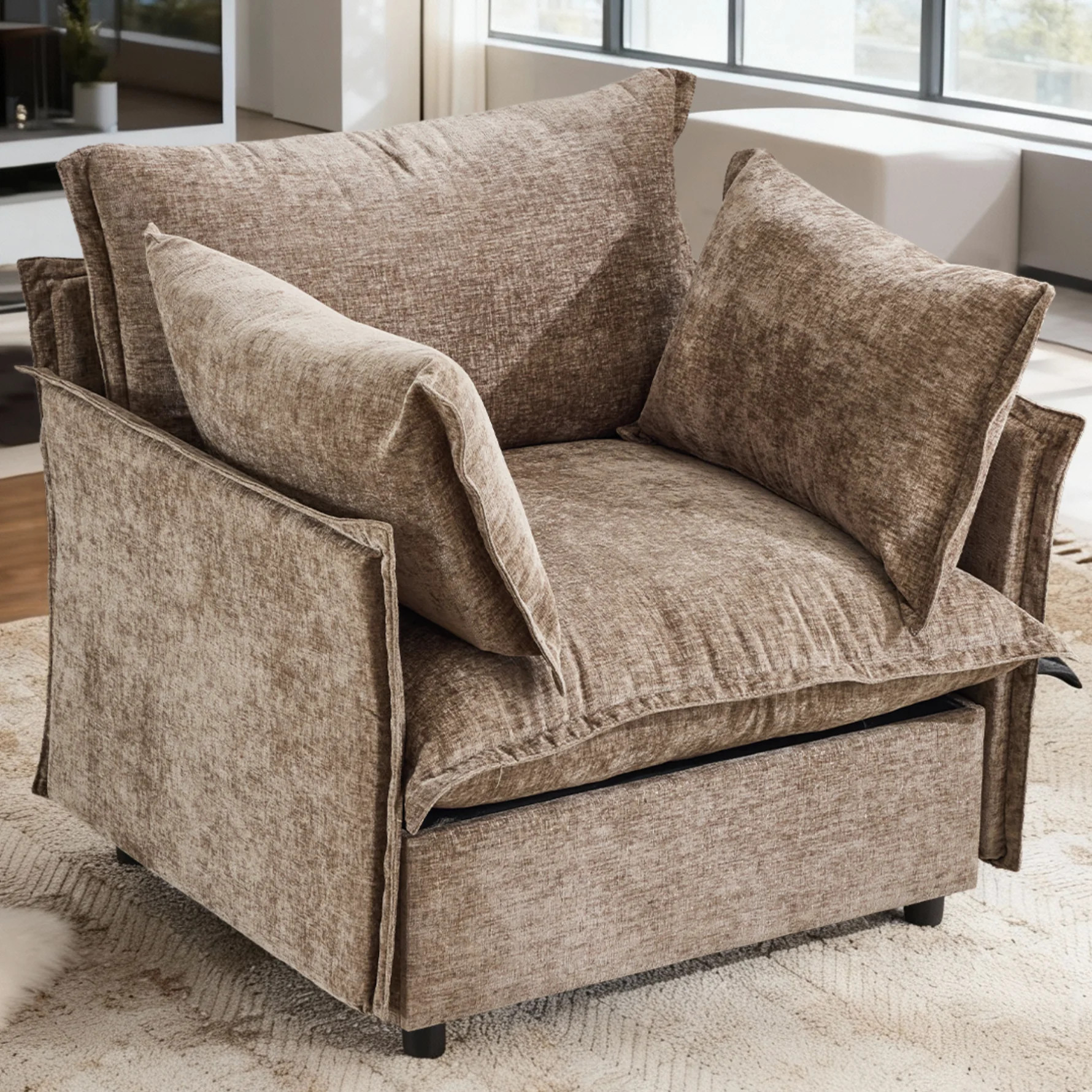 Ktaxon Chenille Accent Chair, Reading Chair with Thick Cushions, Oversized Club Sofa with Two Arm... | Walmart (US)