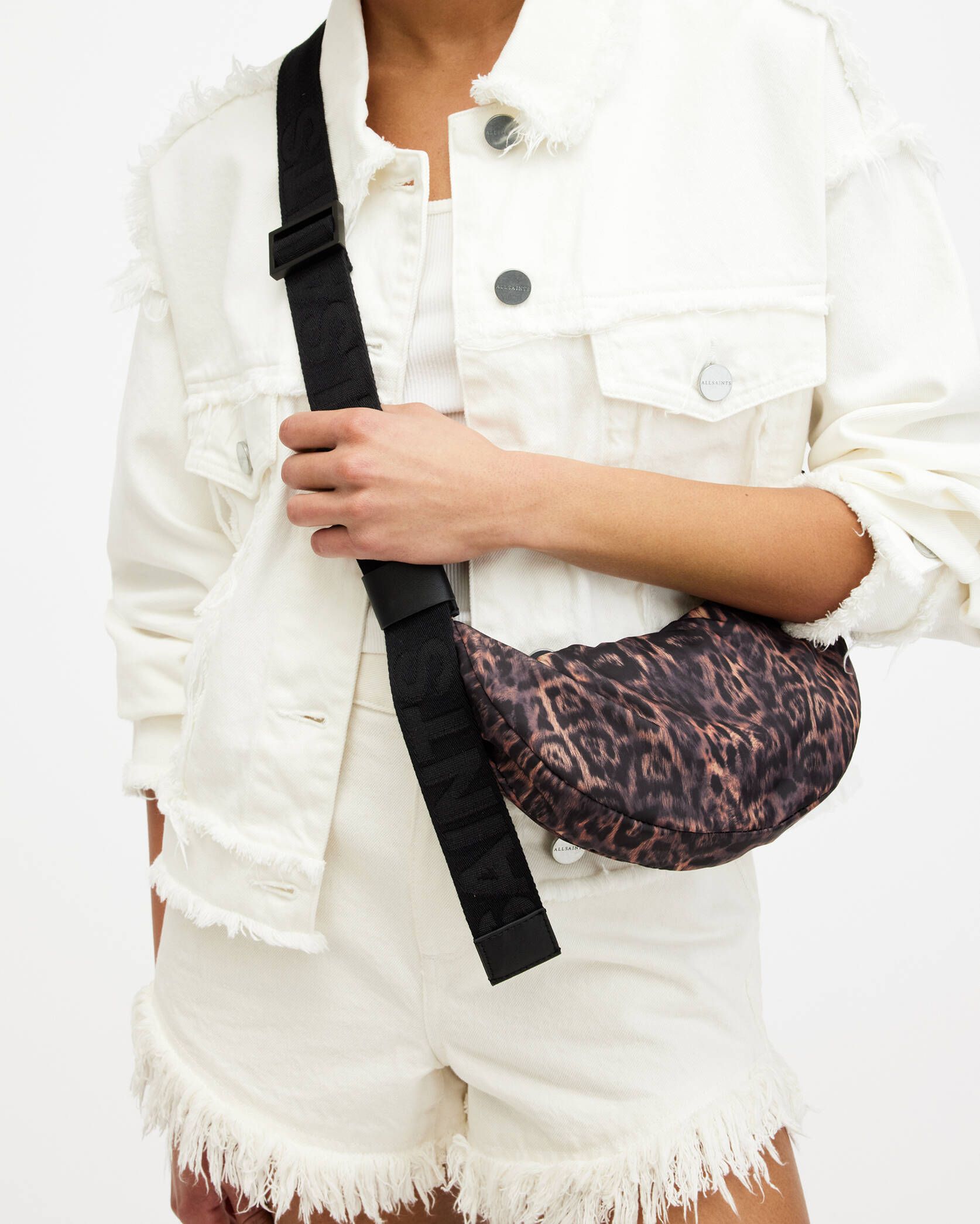 Half Moon Leopard Print Crossbody Bag LEOPARD BROWN | ALLSAINTS US | AllSaints US