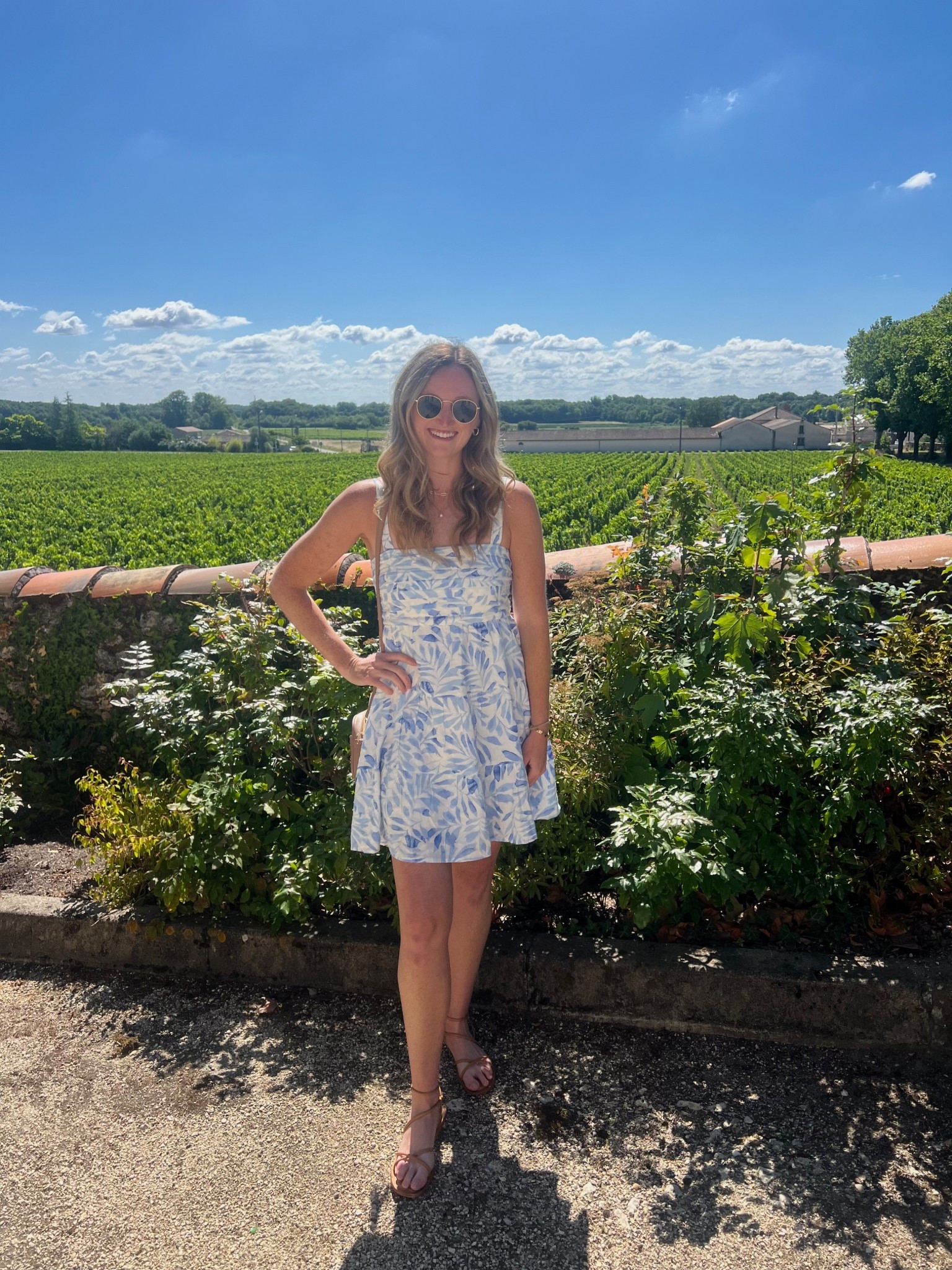Casual tall girl friendly vacation dress. European summer outfit. Comfortable blue and white lightweight summer dress with quilted beige purse and nude sandals 

#LTKSeasonal #LTKTravel #LTKFindsUnder50