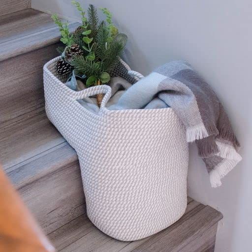 Stair Basket - Gray and White Rope Stair Basket - Staircase Basket - Stair Baskets for Carpet - S... | Amazon (CA)