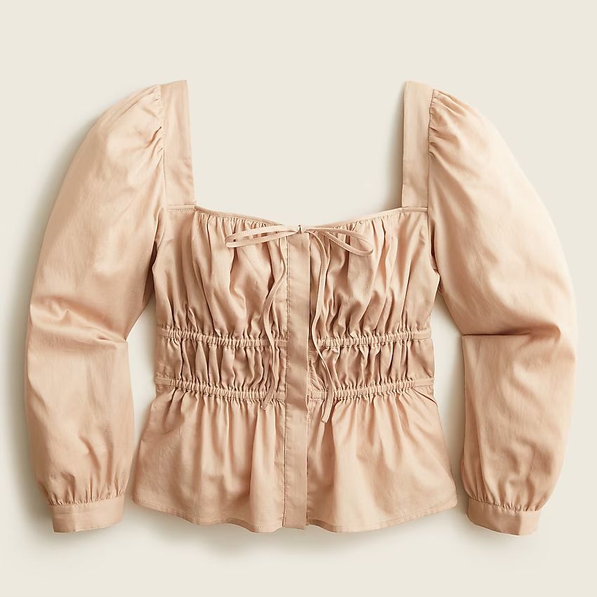 Cinched-waist top in herringbone cotton | J.Crew US