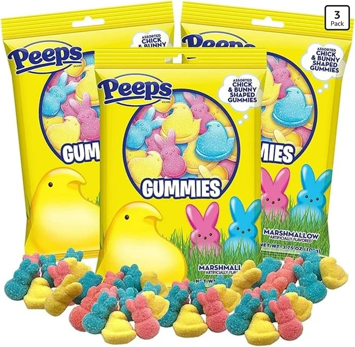 Easter Peeps Gummies, Marshmallow Flavored Bunnies and Chicks, Egg and Basket Stuffers Candy, (Pa... | Amazon (US)
