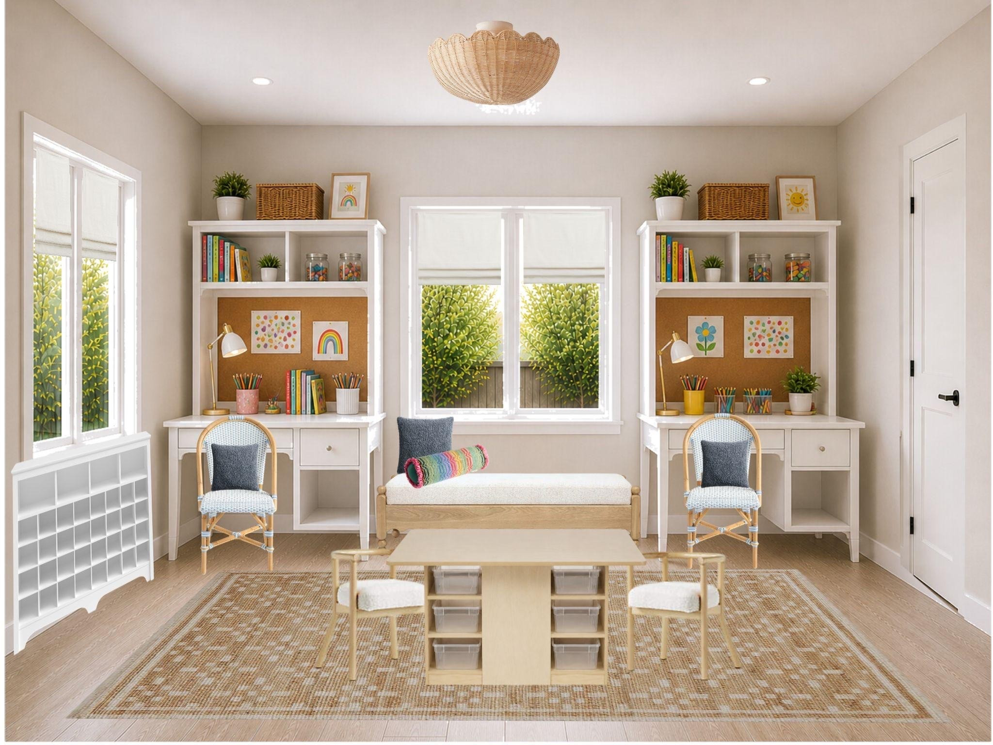 A bright and playful homework room designed to make creativity feel easy. ✏️🌈 With dedicated workstations, plenty of storage, and a cozy spot for reading, every detail keeps the space organized, functional, and fun.

#KidsRoomDesign #HomeworkRoom #PlayroomIdeas #KidsWorkspace #InteriorDesign #HomeDesign #OrganizedHome #DesignInspiration

#LTKHome #LTKKids #LTKSaleAlert