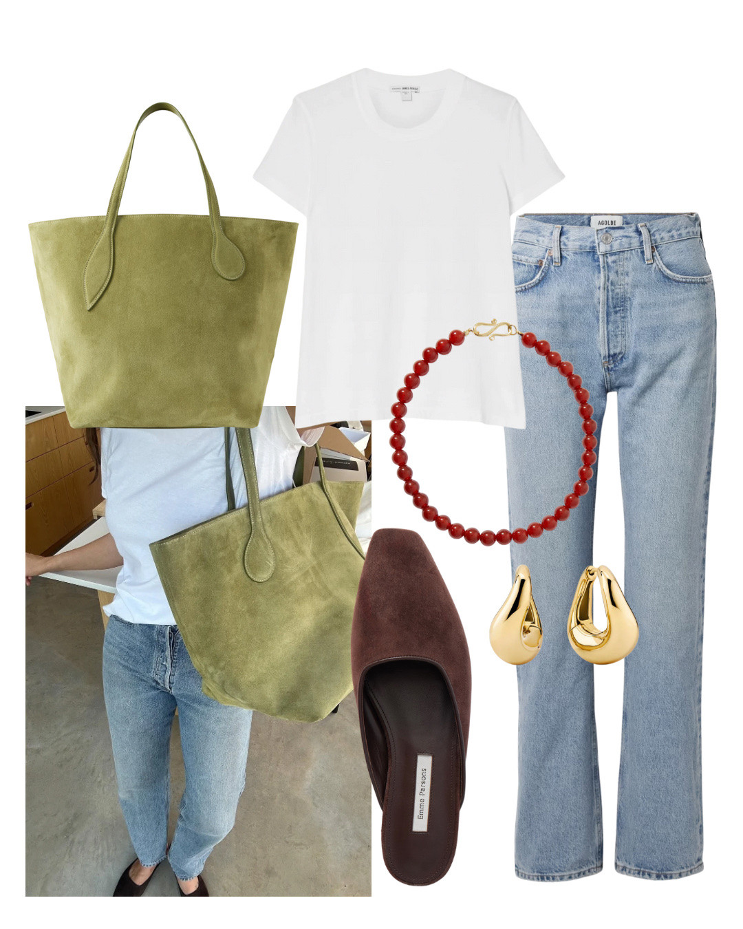 Transitional outfits, a series: styling my new olive green suede tote bag from Liffner with a classic white tee and blue denim, and a touch of chocolate suede too with some new suede sliders.

You can find more style content over on my Substack ’The Wardrobe Edit’

#LTKstyletip #LTKsummer #LTKautumn