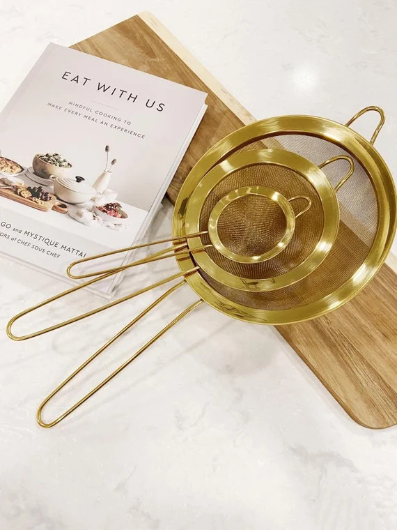 Gold Strainers  Set of Three Strainers  Strainer Set Fine | Etsy Canada | Etsy (CAD)