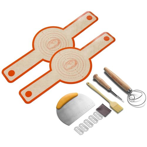Sourdough Kit for Making Baking Fermentation, Sourdough Bread Baking Supplies for Beginners with 2 Silicone Bread Sling, 1 Lame, Dough Scraper, Brush and Whisk | Amazon (US)
