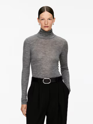 Roll-Neck Wool Top – Grey – Women – ARKET GB | Arket UK