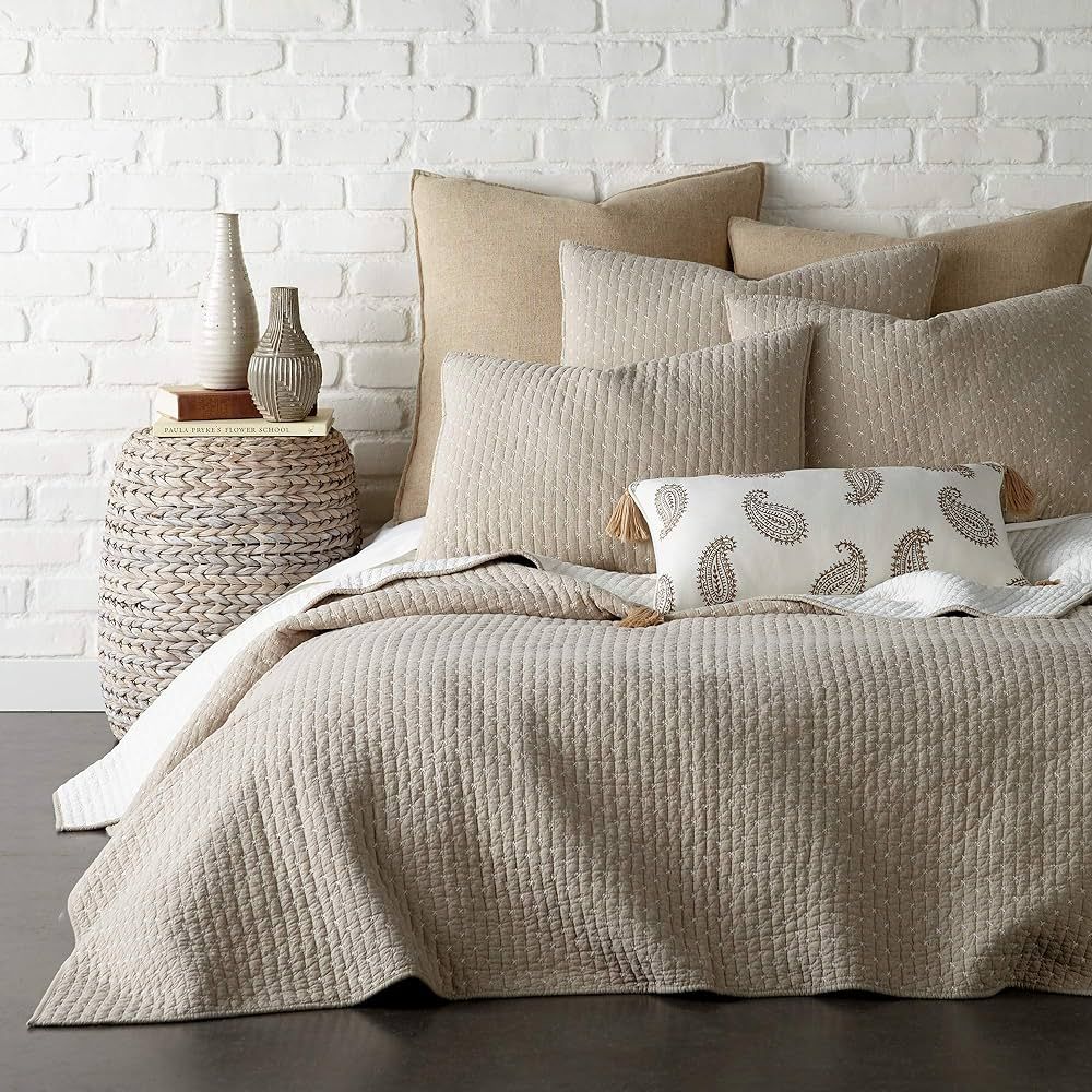 Levtex Home - Cross Stitch Taupe Quilt Set - Full/Queen Quilt + Two Standard Pillow Shams - Cross... | Amazon (US)