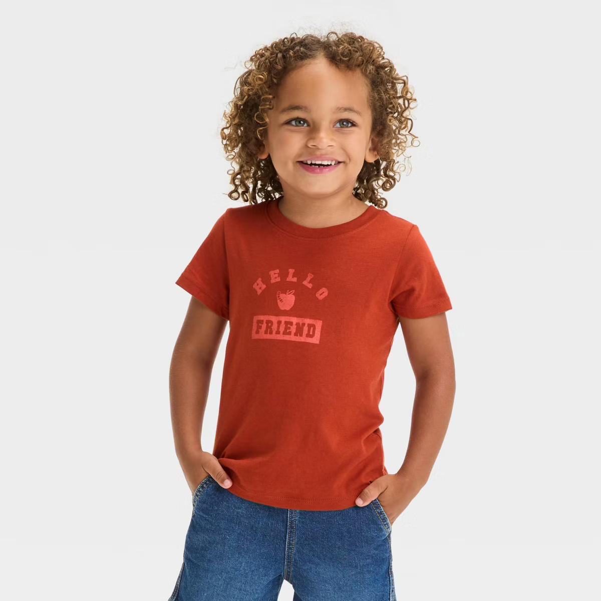 Toddler Boys' Hello Friend Short Sleeve Graphic T-Shirt - Cat & Jack™ Brown | Target