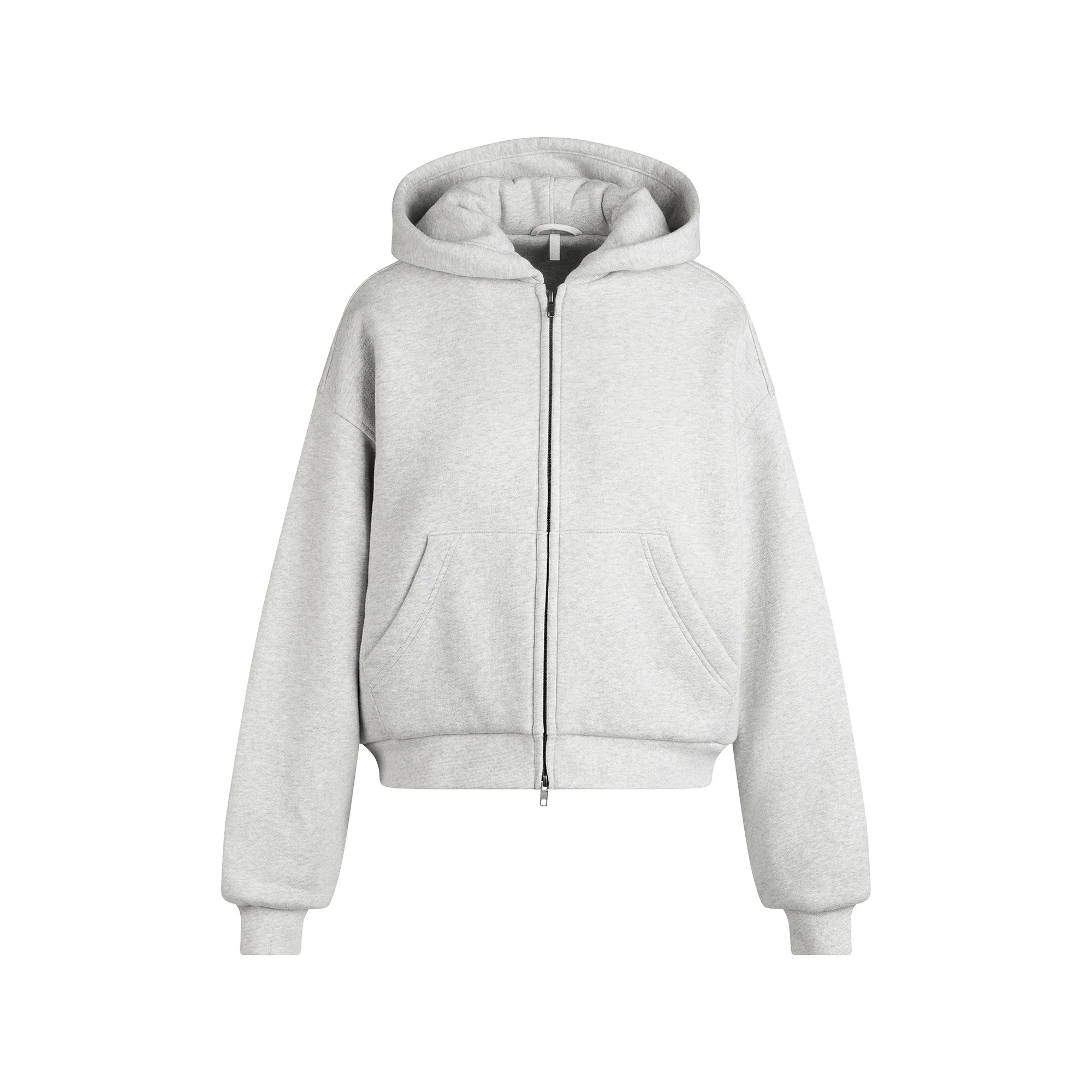 HEAVYWEIGHT FLEECE BOXY ZIP UP HOODIE | HEATHER GREY | SKIMS (US)