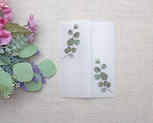 Clear Vellum Jacket with Eucalyptus Greenery Design For 5 x 7 Wedding Invitations and Cards | Amazon (US)