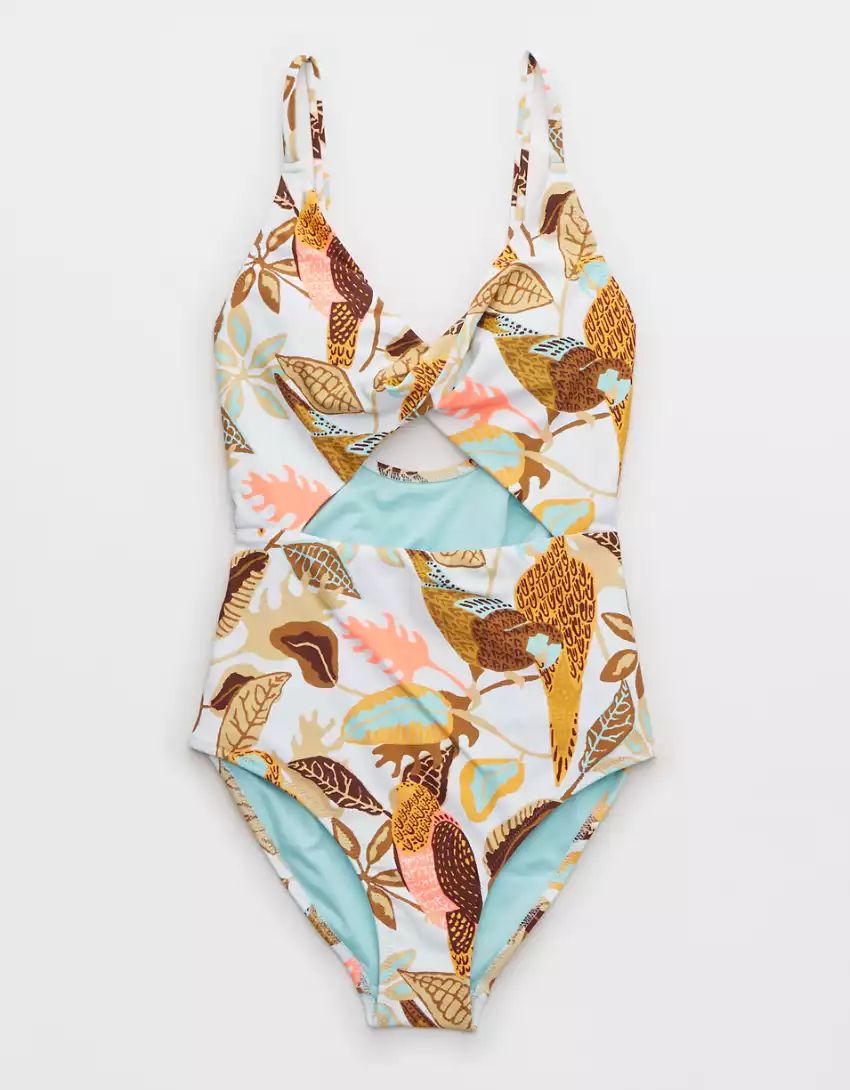 Aerie Twist Cut Out One Piece Swimsuit | American Eagle Outfitters (US & CA)