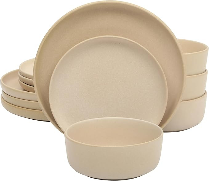 Gibson Elite Pasco 12 Piece (Service for 4) Plates and Bowls Reactive Glaze Dishes Stoneware Cera... | Amazon (US)
