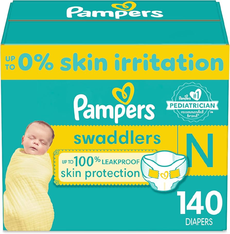 Pampers Swaddlers Newborn Diapers - Size 0, 140 Count, Ultra Soft Disposable Baby Diapers | Amazon (US)