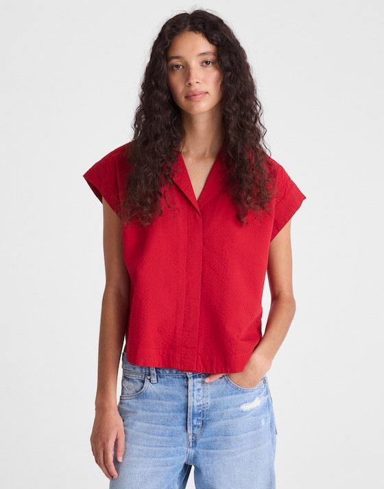 Notch-Collar Popover Shirt in Seersucker | Madewell