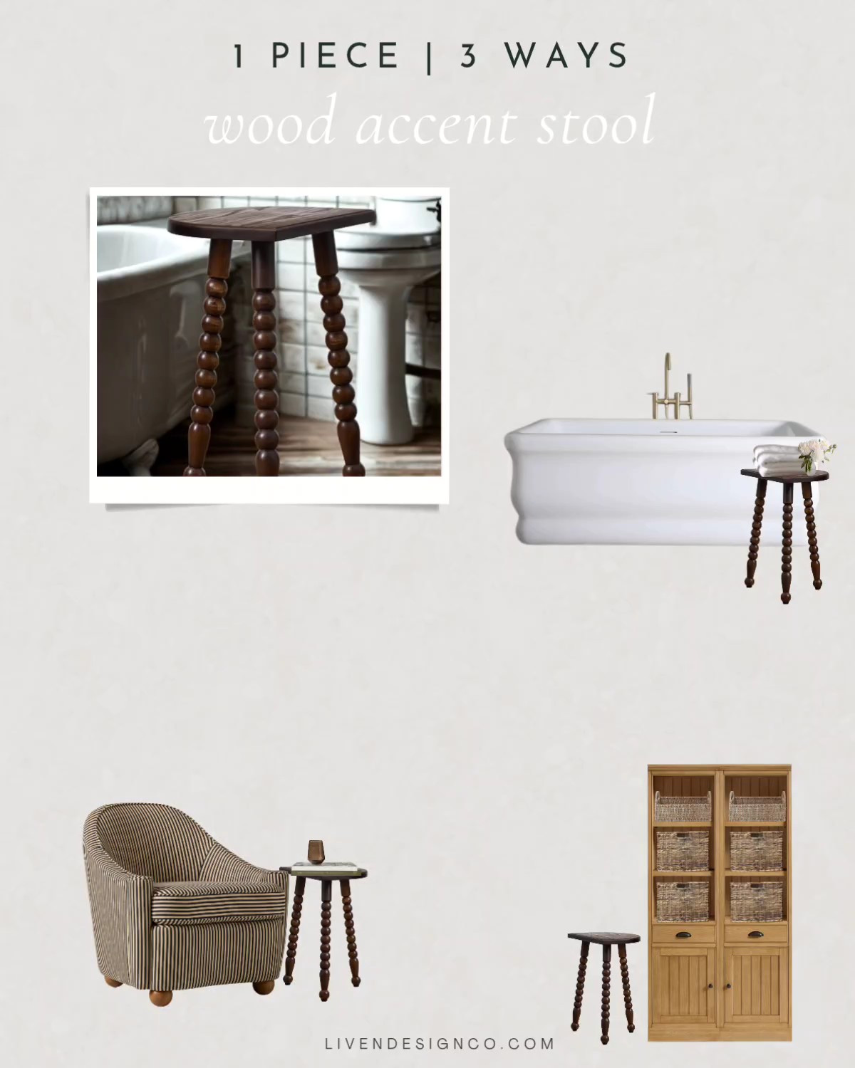 Wood accent stool. Bathroom stool. Milking stool. Side table 

#LTKSeasonal #LTKHome #LTKSaleAlert