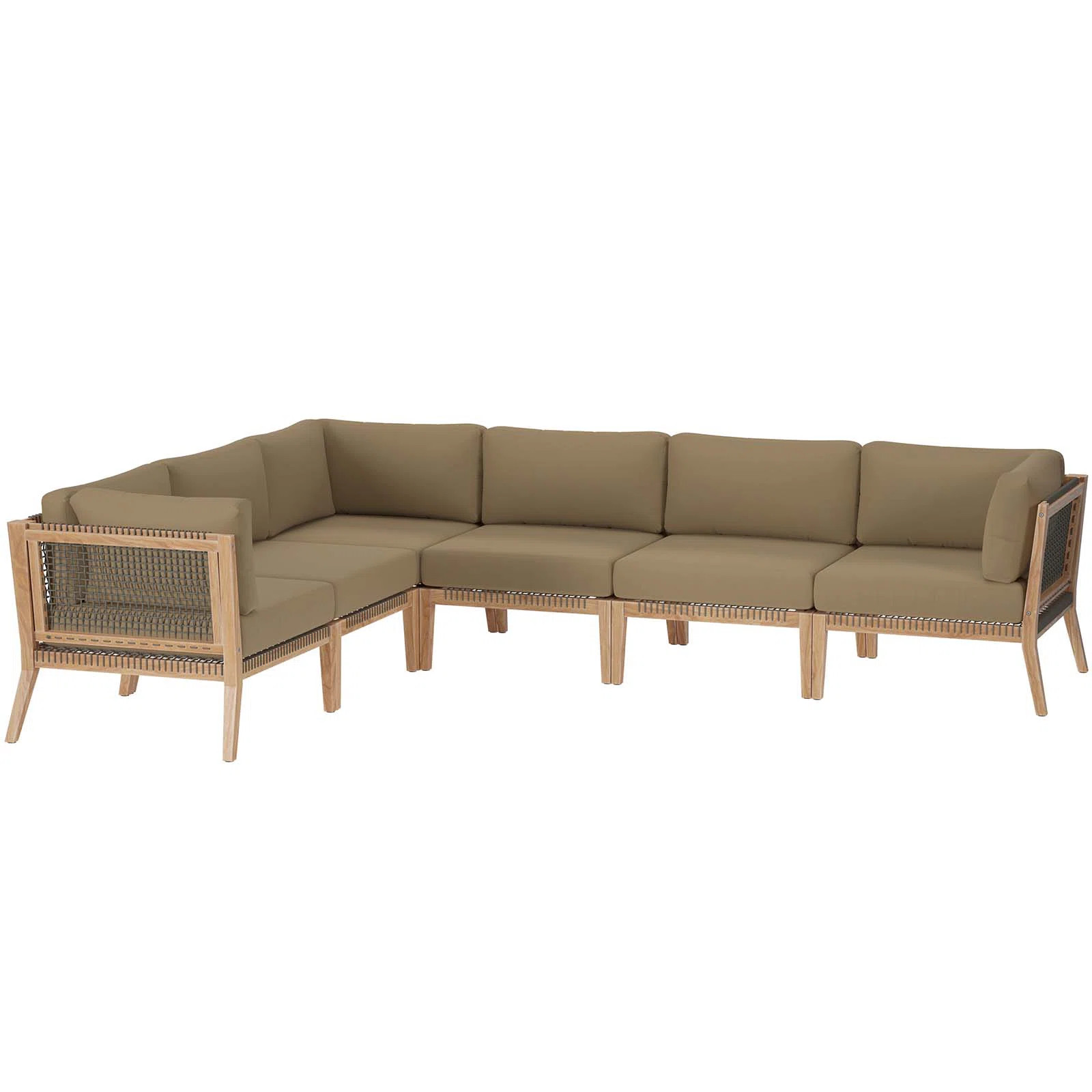 Modway Clearwater Outdoor Patio Teak Wood 6-Piece Sectional Sofa | Wayfair North America