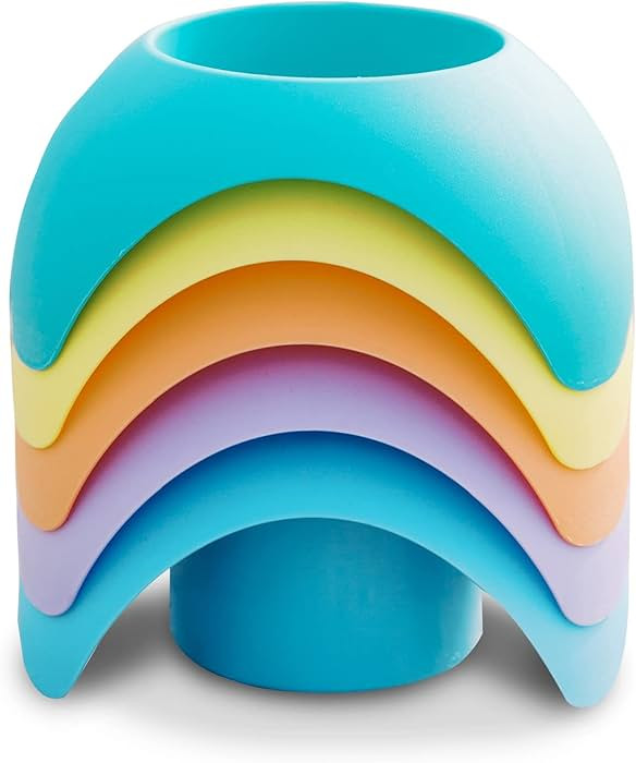 Beach Cup Holder & Coasters, Stackable Multicolor 5-Piece Set, 6.65 x 6.46 x 6.42 inches | Amazon (US)