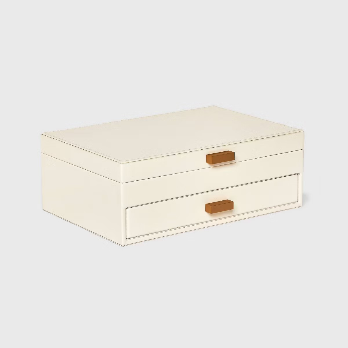 Two Drawer Organizer Jewelry Box - A New Day™ Cream: Polyurethane Storage with Divided Tray, Mi... | Target