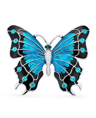 Multi Color Butterfly Brooch Pin Crystal Accent Enamel Plated | Macy's