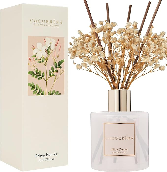 COCORRÍNA Reed Diffuser - Olive Flower Scented Diffuser with 8 Sticks Home Fragrance Reed Diffus... | Amazon (US)
