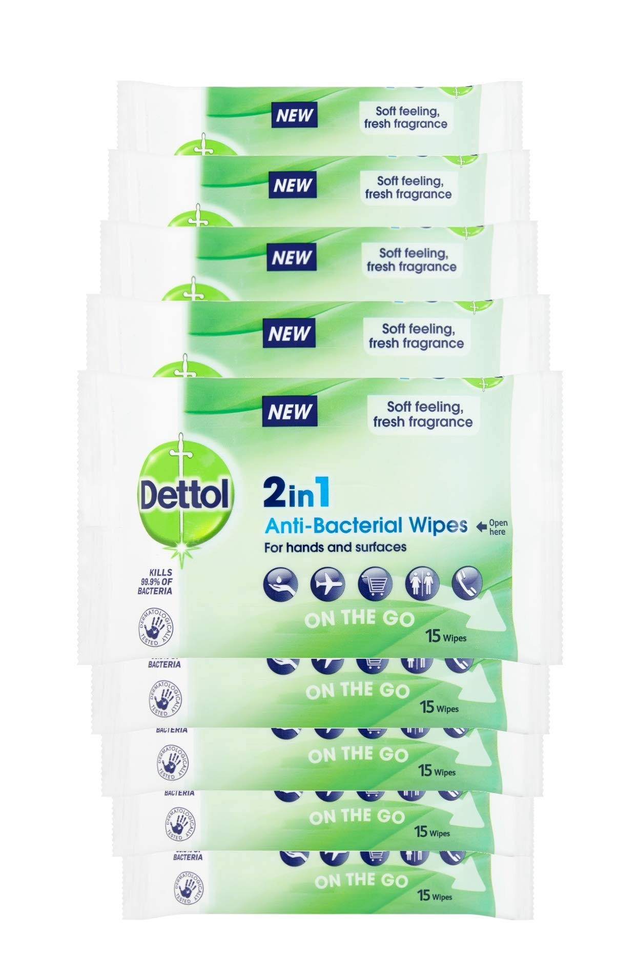 Dettol Antibacterial Hand Wipes - 135 Total (9 Packs Of 15), Biodegradable, Antiseptic & Disinfec... | Amazon (UK)