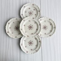Set Of 5 Porcelain Dessert Plates With Floral Pattern ""Royal Limoges', Table Decoration, Small Pink Flowers, Tableware Gift | Etsy (US)