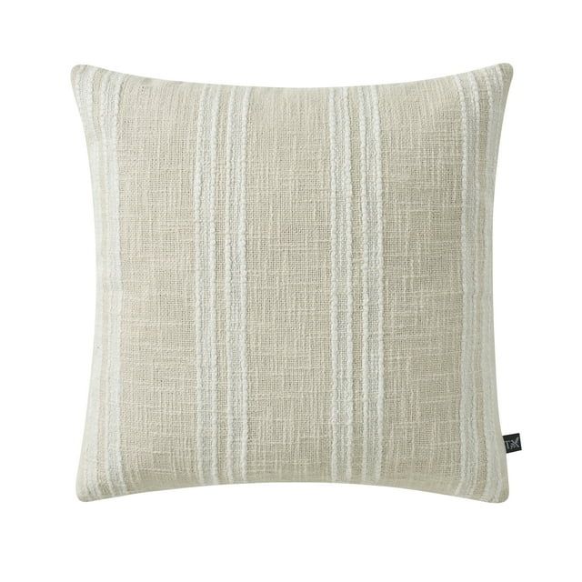 My Texas House 18" x 18" Singa Stripe Ivory Reversible Cotton Slub Decorative Pillow | Walmart (US)