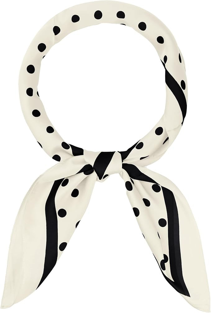 Women Polka Dots 35" Large Scarf, Vintage Satin Silk Like Square Neckerchief Head Wrap Bandanas N... | Amazon (US)