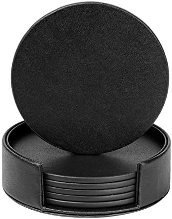 Drink Coasters Set of 6 Leather Coasters Spill Protection for Table Desk,Durable and Non Slip Lea... | Amazon (US)