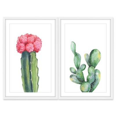 Marmont Hill Pink and Green Succulent Diptych Framed Wall Art (Set of 2) | Bed Bath & Beyond