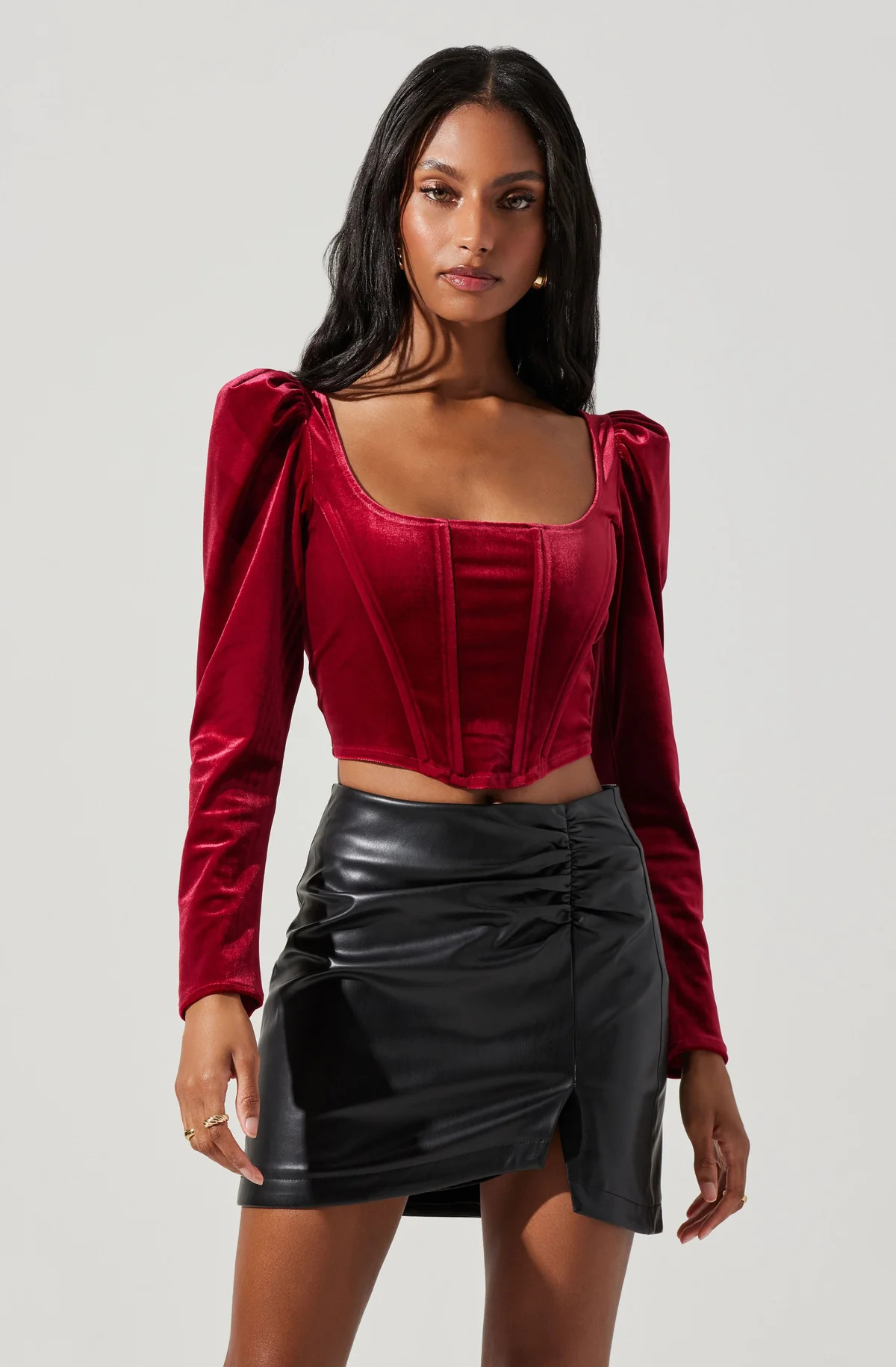 Ashbury Velvet Corset Long Sleeve Top | ASTR The Label (US)