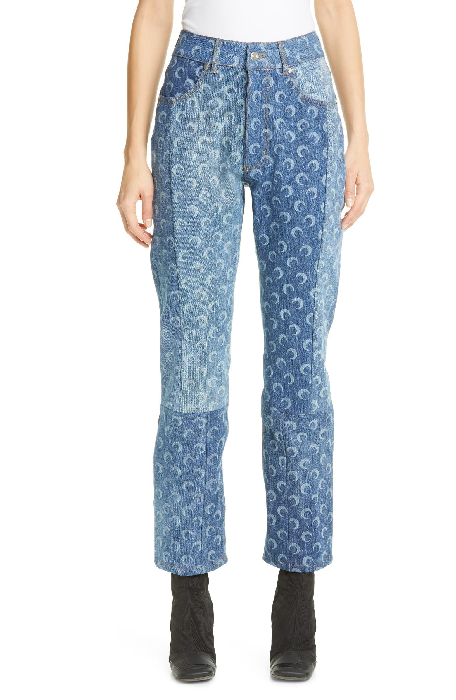 Moon Print High Waist Regenerated Denim Jeans | Nordstrom