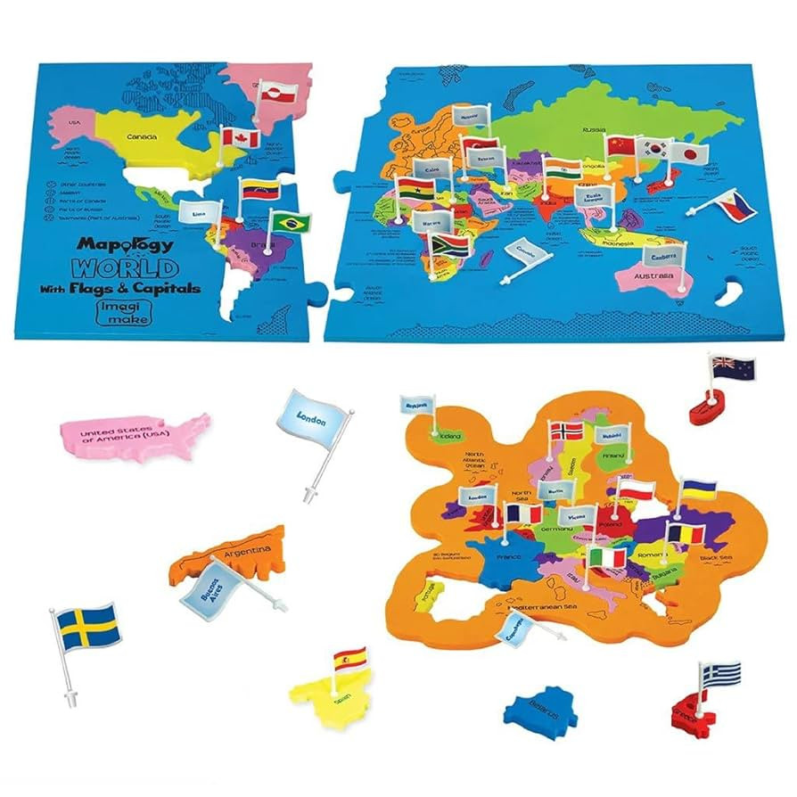 Imagimake Mapology World Map Puzzle - Includes Country Flags & Capitals | Fun Jigsaw Puzzle Kids ... | Amazon (US)