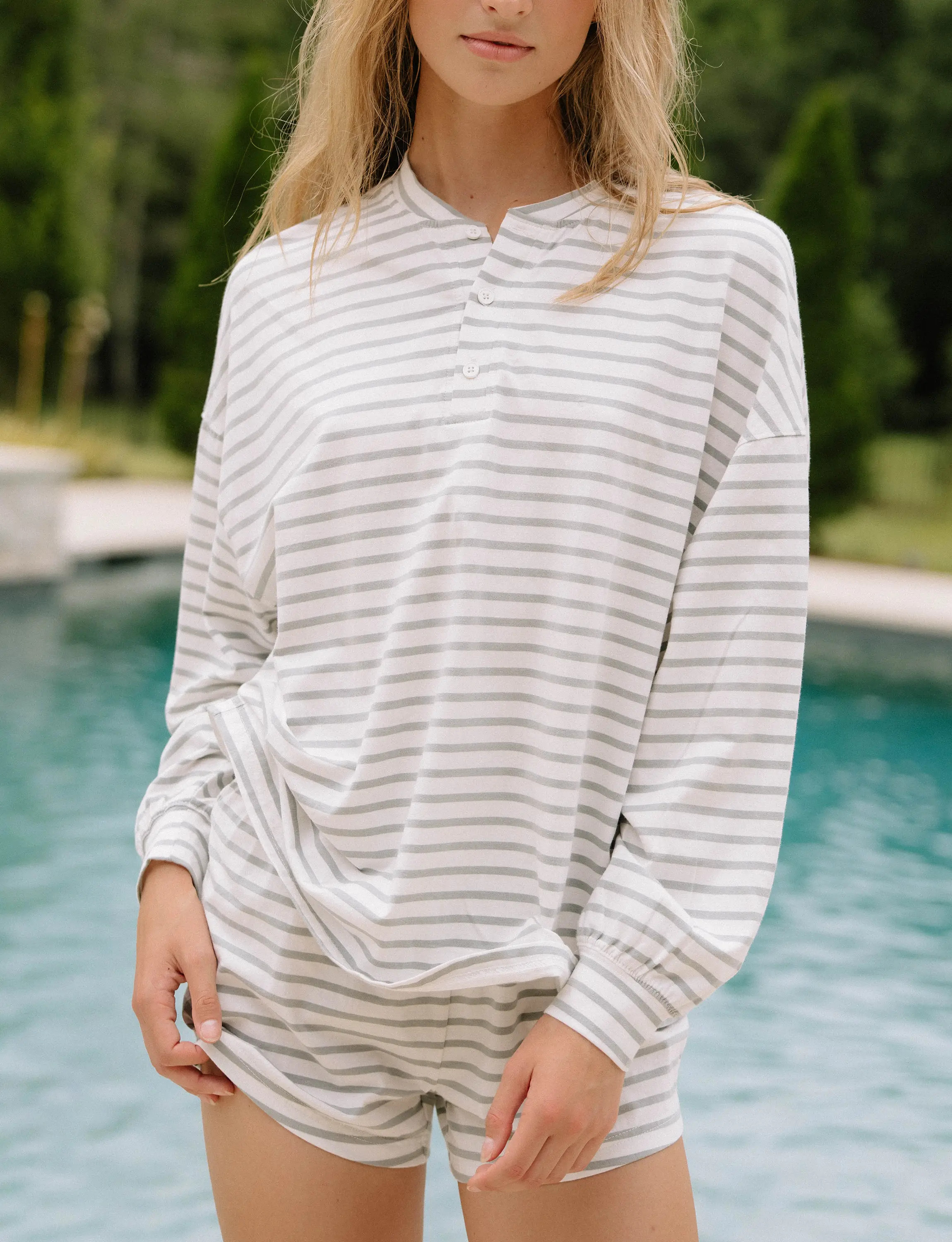 Long Sleeve Striped Henley | Eleven Eleven