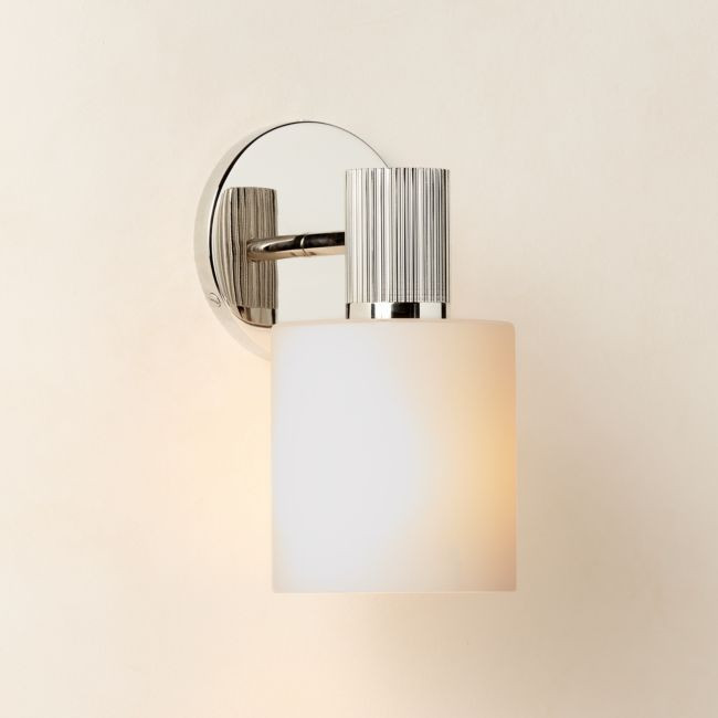 CB2 Mirabell ribbed polished nickel wall sconce